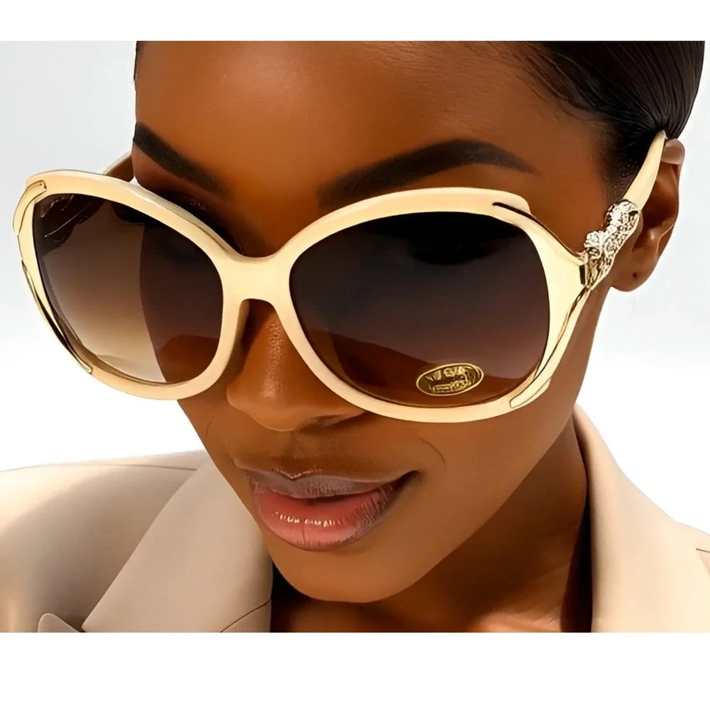 Womens Oversized Cat Eye‎ Sunglasses Leopard Embellished Designer Fashion Trendy